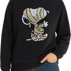 Peanuts Women's Snoopy & Friends Graphic Crewneck Sweatshirt - Cozy Fleece Pullover for Women (S-XL)