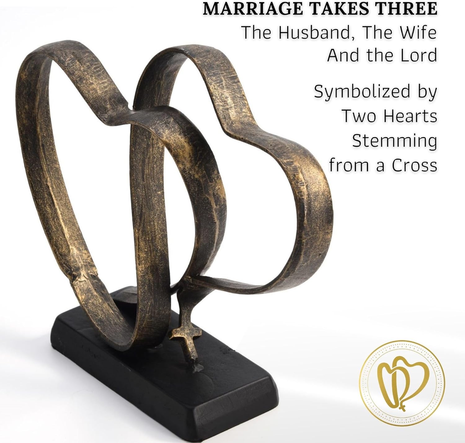 Two Hearts & Cross Iron Sculpture – Handcrafted Wedding Anniversary Gift for Couples with Keepsake Box & Poem Card