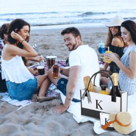 Personalized Initial Canvas Tote Bag with Zipper Closure – Heavy Duty Reusable Utility Shoulder Bag for Travel, Work, Grocery & Shopping – Ideal Monogrammed Gift for Women, Teachers & Bridesmaids