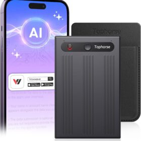 AI Voice Recorder with 64GB Memory - Smart Audio Transcription Device & Summarizer Supporting 152 Languages, Magnetic Portable Dictaphone for Lectures, Meetings, and Business (Black)