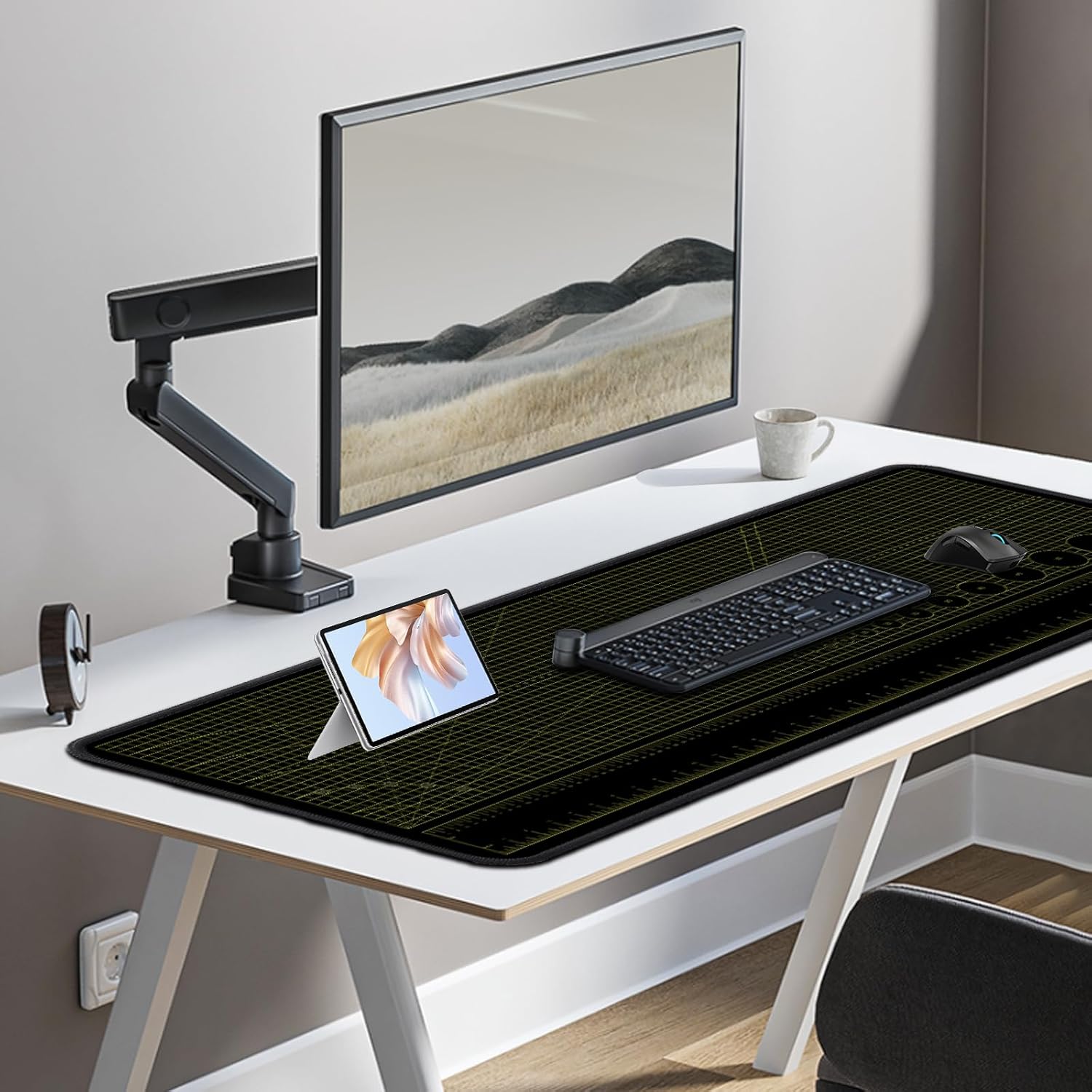 Premium Workbench Mat – 43.3” x 15.7” Non-Slip Rubber Repair Pad with Laser-Etched Rulers, Angle Guides & Circle Templates – Durable DIY & Assembly Table Cover