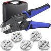 Professional Ratchet Wire Crimping Tool Kit with 6 Interchangeable Dies – Heavy Duty Terminal Crimper for Solar Connectors, Heat Shrink, and Open Barrel Terminals