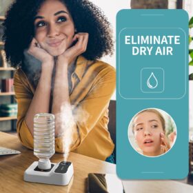 Portable Cool Mist Humidifier – 5000mAh Battery Operated Mini Humidifier for Travel, Bedroom, and Office – Whisper-Quiet, Auto-Off & Night Light – USB Essential for Dry Skin & Plants