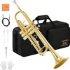 Eastar ETR-380 Gold Bb Trumpet Standard – Complete Beginner Student Kit with 7C Mouthpiece, Hard Case, Gloves & Cleaning Tools