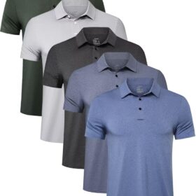 TELALEO Men's Quick Dry Performance Polo Shirts – Moisture Wicking Short Sleeve Active & Golf Tees (4 or 5 Pack)