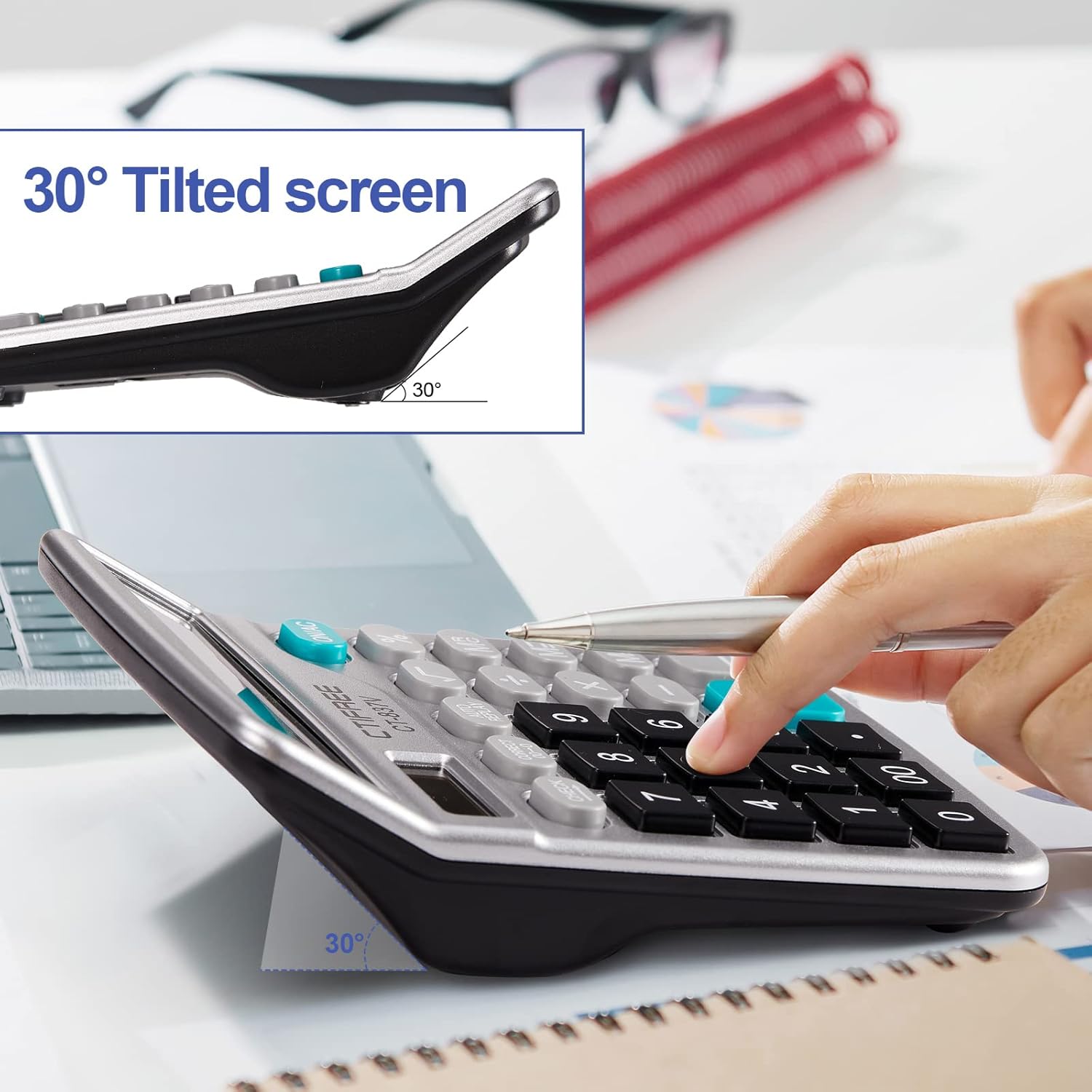 Flutesan 8-Pack Solar Desktop Calculators – 12-Digit Dual Power with Large Display and Big Buttons for Office, Home & School