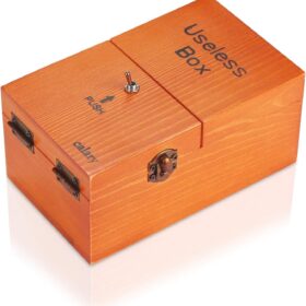 Calary Wooden Useless Box – Fully Assembled Desk Toy & Stress Relief Gadget with Auto-Switch Off Function