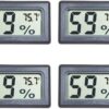 Digital Hygrometer Thermometer (4-Pack) – Mini Indoor Outdoor Humidity & Temperature Gauge with LCD Display for Reptile Tanks, Greenhouses, Guitar Cases, and Fridges