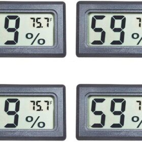 Digital Hygrometer Thermometer (4-Pack) – Mini Indoor Outdoor Humidity & Temperature Gauge with LCD Display for Reptile Tanks, Greenhouses, Guitar Cases, and Fridges