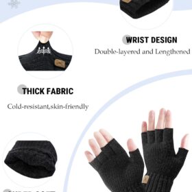 Thermal Knit Fingerless Gloves for Men & Women - Breathable Half-Finger Warmth for Typing, Driving, Cycling & Running