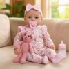 17 Inch Realistic Baby Doll with Soft Body - Lifelike Reborn Girl Toy with 8-Piece Accessory Set (Bottle, Pacifier, Outfit, & More) - Perfect Gift for Kids Age 3+