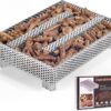 Premium 5x8 Inch Pellet Smoker Tray - 304 Stainless Steel Cold Smoke Generator Box with Lid for Gas, Charcoal, and Electric Grills - Up to 12 Hours of Smoke