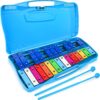 Foraineam 25-Note Professional Glockenspiel Xylophone – Portable Percussion Instrument with Tuned Aluminum Keys, Durable Hard Case, and 2 Safe Mallets for Beginners and Kids