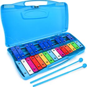Foraineam 25-Note Professional Glockenspiel Xylophone – Portable Percussion Instrument with Tuned Aluminum Keys, Durable Hard Case, and 2 Safe Mallets for Beginners and Kids