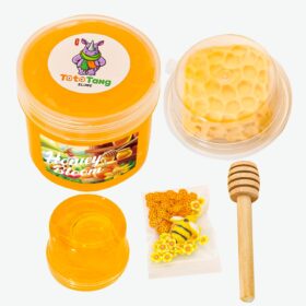 Golden Honeycomb DIY Slime Kit - 7oz Jelly Textured ASMR Slime with Fimo Clay Honey Decorations - Homemade Fluffy Stress Relief Toy for Kids