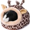 JanYoo Guinea Pig & Hedgehog Bed - Warm Plush Sleeping Bag Hideout with Removable Cushion - Cute Cage Accessories for Small Animals (Large, Giraffe)