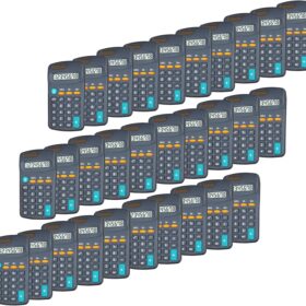 30-Pack Basic Solar Calculators – 8-Digit Dual Power Pocket Calculators for School, Classroom & Office (Black)