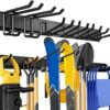 UUP 48-Inch Heavy Duty Garage Tool Organizer - 440LBS Capacity Adjustable Wall Mount Storage Rack with 7 Multi-Function Hooks for Garden, Yard, and Workshop Tools