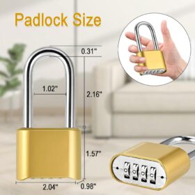 Lockwise Heavy Duty 4 Digit Combination Padlock – 2 Pack Weatherproof Zinc Alloy Gym Locks with Extended Shackle for Outdoor Gates, Storage, and Fences