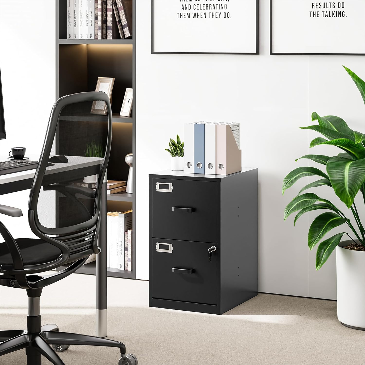 2-Drawer Locking Vertical File Cabinet - Steel Mobile Filing Cabinet for Home & Office