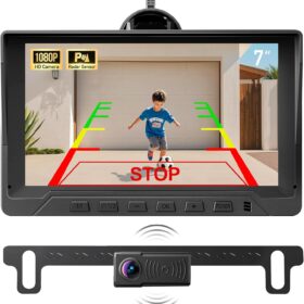 TC-1 1080P Backup Camera with Radar PDC System & 7 Inch Monitor - HD Rear View Kit with Night Vision, Parking Sensors, and IP69 Waterproof for Cars, Trucks, SUVs, and RVs
