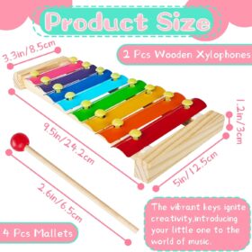 2-Pack Wooden Xylophone for Kids – Educational Musical Toys with 8 Keys & Child-Safe Mallets – Perfect Montessori Gift for Toddlers