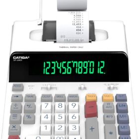 CATIGA SP-2401 12-Digit Thermal Printing Calculator – High-Speed Ink-Free Adding Machine with Large Fluorescent Display, Tax & Time Functions