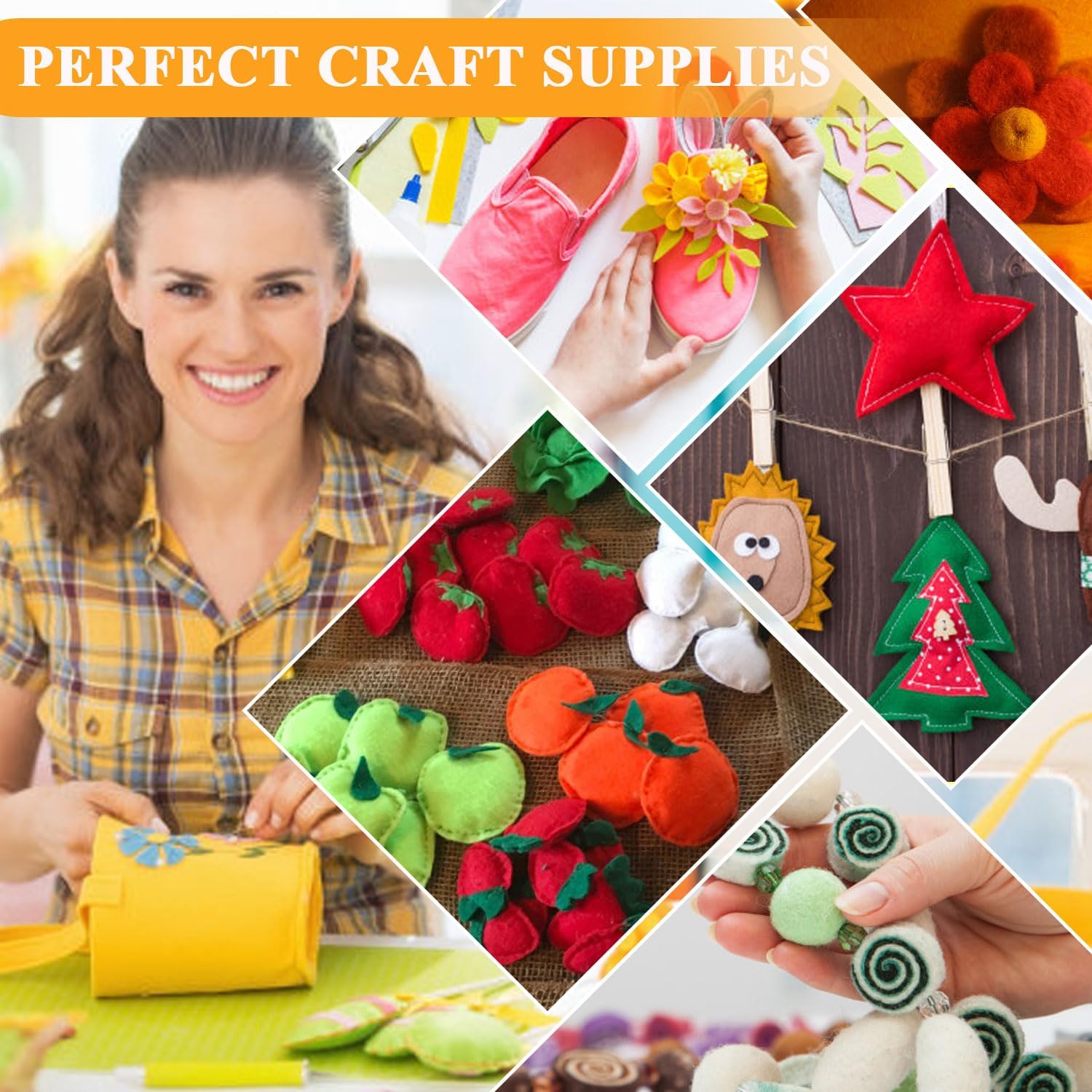 Premium Soft Acrylic Felt Fabric - 36x36 Inch Square Yard, 1.6mm Thick Craft Felt Sheet for Sewing, DIY Projects, Home Decor & Clothing