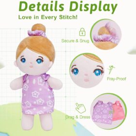 OUOZZZ Soft Baby Dolls Set of 5 – 8.8" Multicultural Plush Toys with Basket, Mix-and-Match Clothes for Toddlers & Preschool Diversity Learning