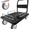 1300lbs Heavy Duty Folding Platform Truck with Brakes &ndash; 36x24 Inch Flatbed Cart with Removable Fence for Warehouse, Office, and Garage Moving