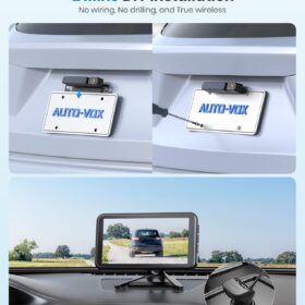 AUTO-VOX Solar 4 Wireless Backup Camera Kit with 5&rdquo; 1080P Monitor | 5000mAh Battery, DIY No-Wiring Installation, IP69 Waterproof for Trucks, SUVs, and Trailers