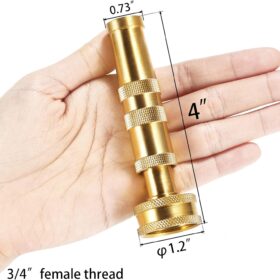 Premium Heavy-Duty Brass Hose Nozzle – Adjustable Twist Garden Sprayer with 4-Spray Patterns for Car Wash, Lawn & Patio Cleaning