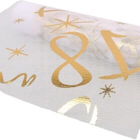 VICASKY Gold Foil Mesh Table Runner - 28 x 500cm Metallic Tulle Table Roll for 18th Birthday, Wedding, Anniversary & Party Dining Decor