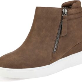 DREAM PAIRS Women's Chunky Platform Wedge Sneakers - High Top Hidden Heel Ankle Booties for Casual Comfort