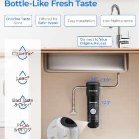 Waterdrop 10UA Under Sink Water Filter System - NSF/ANSI 42 Certified, Direct Connect to Kitchen Faucet, Reduces Lead, Chlorine, PFAS/PFOA & Bad Taste - 1-Year Lifespan