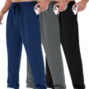 Men's 3-Pack Loose Fit Joggers with Pockets - Open Bottom Mesh Sweatpants for Running, Gym & Casual Wear