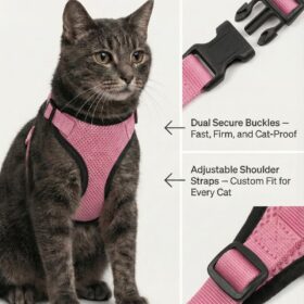 Luxelle 2-Pack Escape-Proof Cat Harness and Leash Set – Adjustable, No-Pull Soft Mesh Vest with Safety Reflective Strips for Indoor & Outdoor Adventures