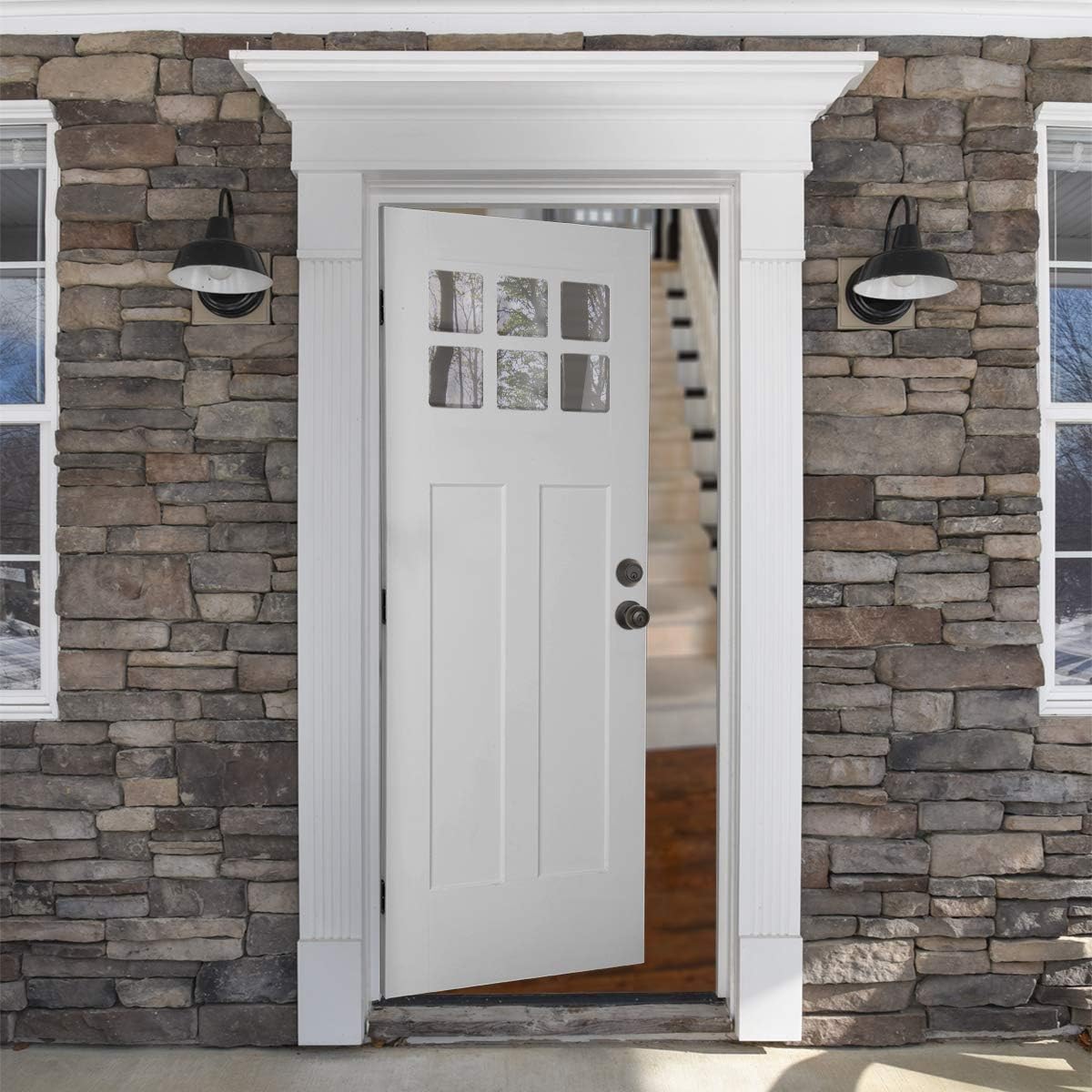 Amazon Basics Coastal Matte Black Exterior Door Handle & Single Cylinder Deadbolt - Keyed Alike Combo Pack