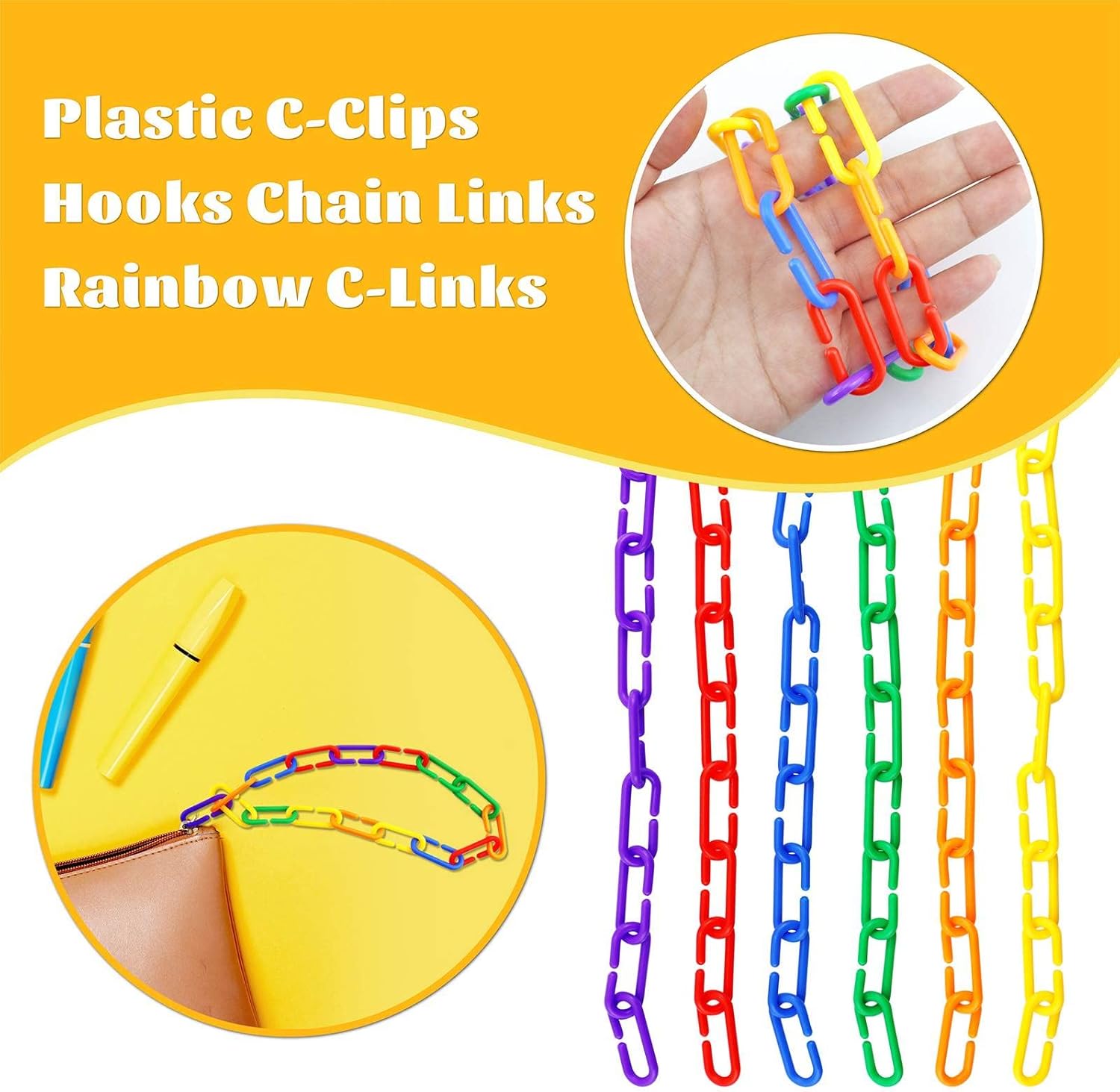 JIALEEY 100-Piece Colorful Plastic Chain Links - Montessori Math Manipulatives & DIY Bird Cage Connectors for Parrots, Sugar Gliders, & Small Pets