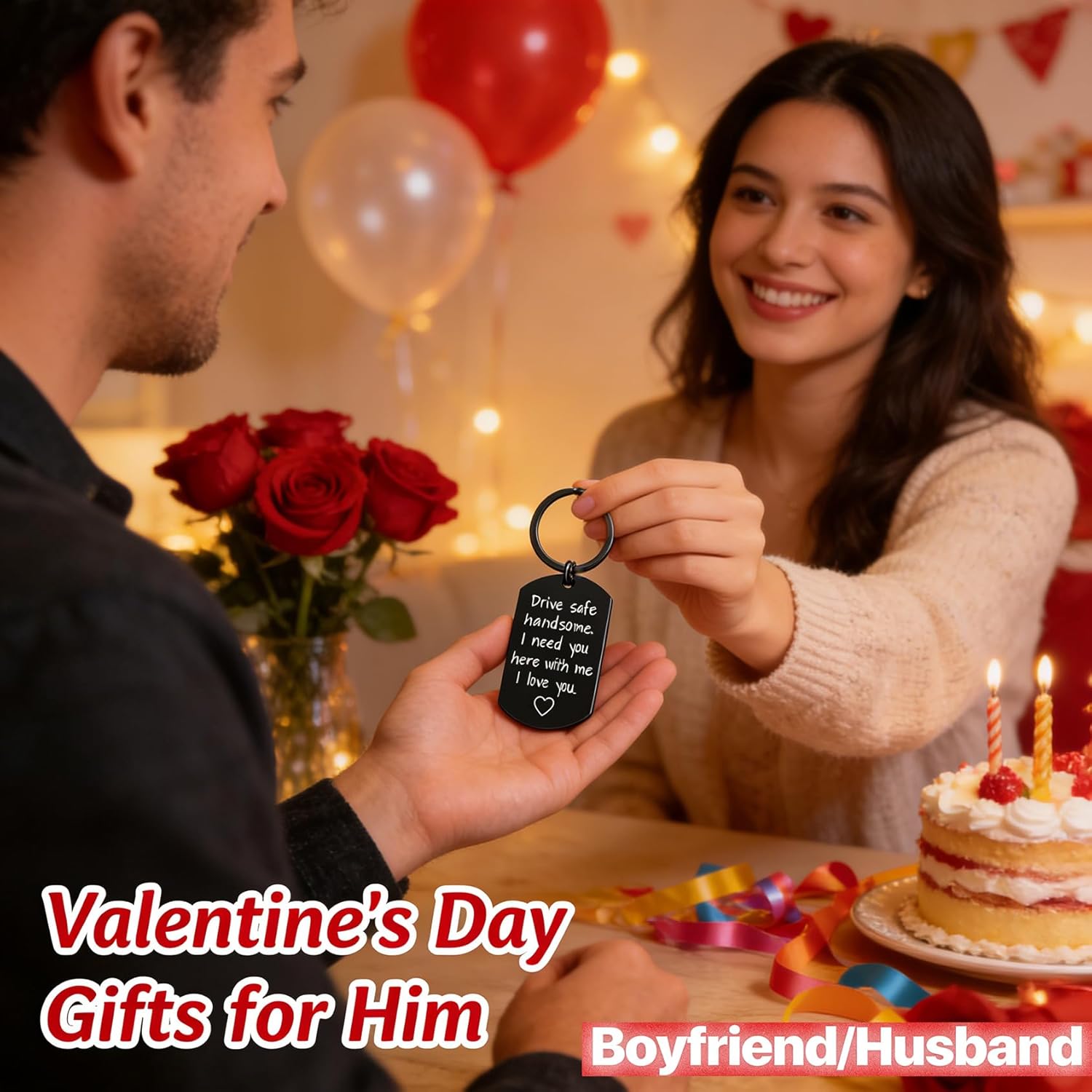 Drive Safe Keychain for Boyfriend – Engraved 'I Need You Here With Me' Keyring Gift for Him, Husband, Fiance - Romantic Anniversary, Birthday or Valentine’s Day Surprise