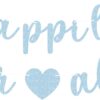 Light Blue Glitter 'Happily Ever After' Banner - Pre-Assembled Bachelorette, Bridal Shower & Wedding Party Decorations