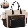 LOVEVOOK Laptop Tote Bag for Women – 15.6 Inch Work Purse with USB Cup Holder, Nurse & Teacher Briefcase, Water-Resistant Travel Diaper Bag