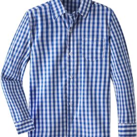 Spring&Gege Boys' Classic Plaid Poplin Button-Down Shirt - Long Sleeve Casual Dress Shirt for Toddlers & Kids