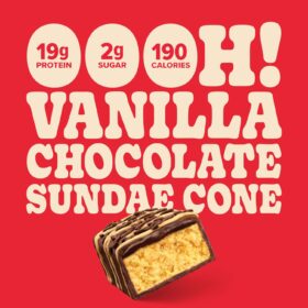 Pure Protein Bars, Sundae Cone Flavor, High Protein Snack, Low Sugar, Gluten Free, 19g Protein, 4 Count (1.76oz)