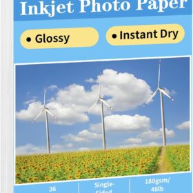 Premium Glossy Photo Paper 8.5 x 11 Inch - 36 Sheets of 180gsm Instant Dry Inkjet Paper for DIY Chip Bags, Flyers, & Photos