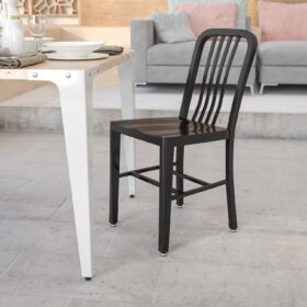Flash Furniture Commercial Grade Indoor-Outdoometal Dining Chair - Heavy Duty Patio & Restaurant Seating