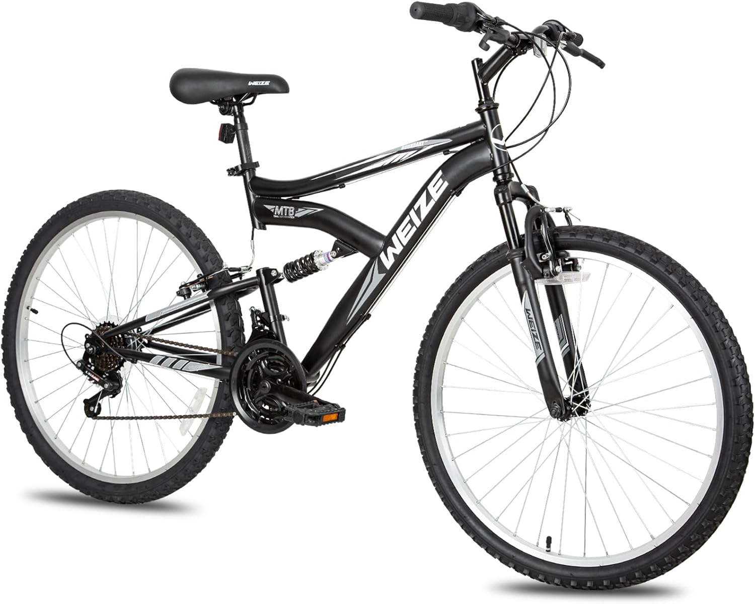 WEIZE 27.5/26 inch Mountain Bike for Adults & Teens - 18-Speed Dual Suspension MTB with High-Carbon Steel Frame and All-Terrain Tires