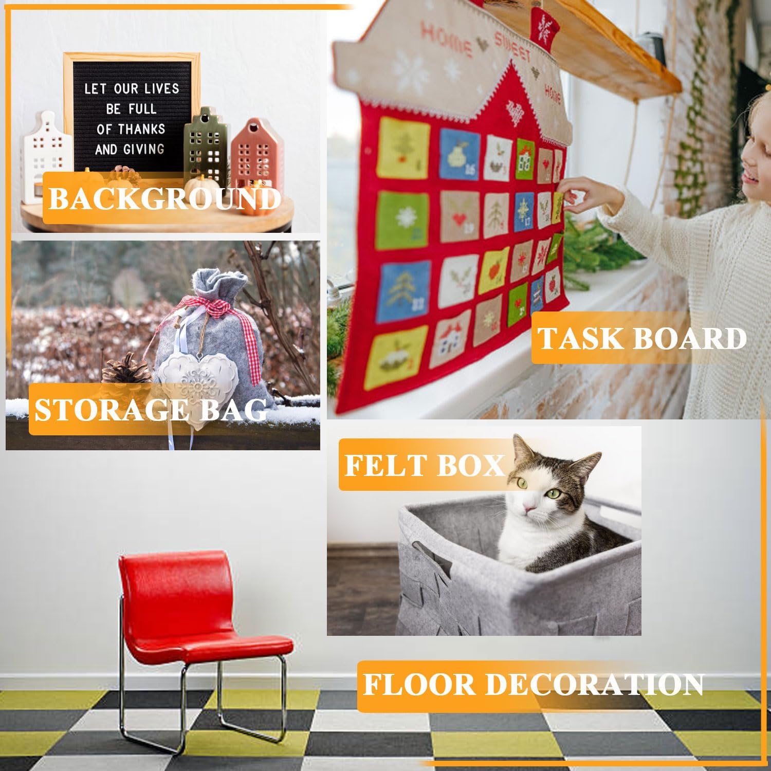 Premium Soft Acrylic Felt Fabric - 36x36 Inch Square Yard, 1.6mm Thick Craft Felt Sheet for Sewing, DIY Projects, Home Decor & Clothing