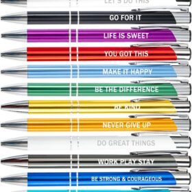 PASISIBICK 12-Pack Motivational Ballpoint Pens – Inspirational Gift Set with Assorted Metal Ink Pens for Office, School & Teacher Appreciation