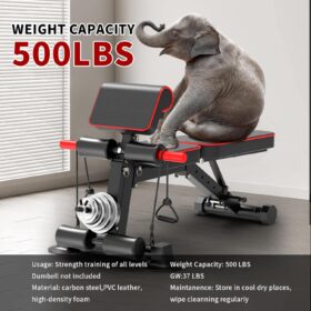 600LBS Adjustable Weight Bench for Home Gym - Foldable Incline/Decline Fitness Bench with High-Density Foam Padded Backrest for Full Body Workout